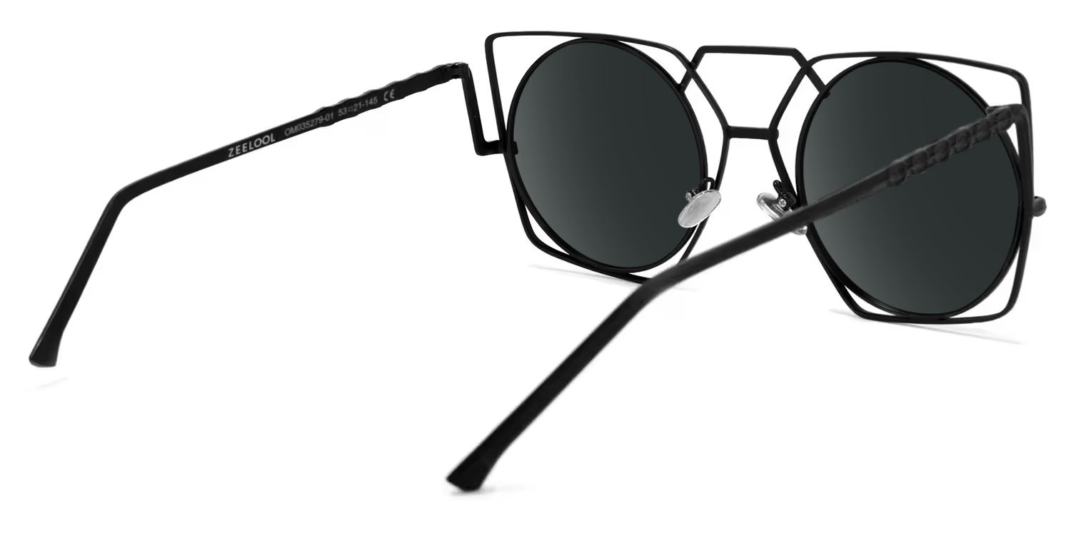 Evette Geometric Black Sunglasses for Women & Men | ZEELOOL3
