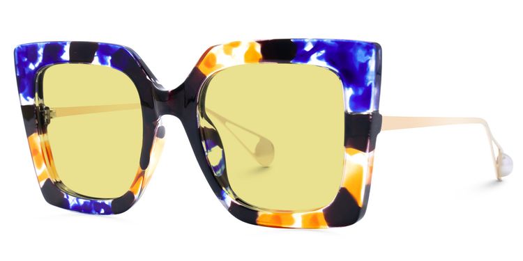 Qatar Blue-Black Square Sunglasses