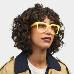 Liizbeett Yellow Square Glasses0