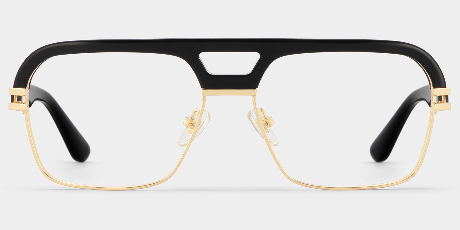 Griff Black and Gold Aviator Glasses for Men | ZEELOOL1