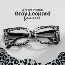 Orduno Gray Leopard Rectangle Glasses0