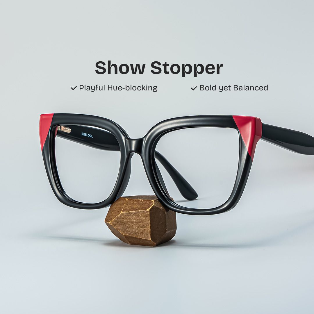 Square Black Pink Eyeglasses- Mirta Acetate Frame Glasses0