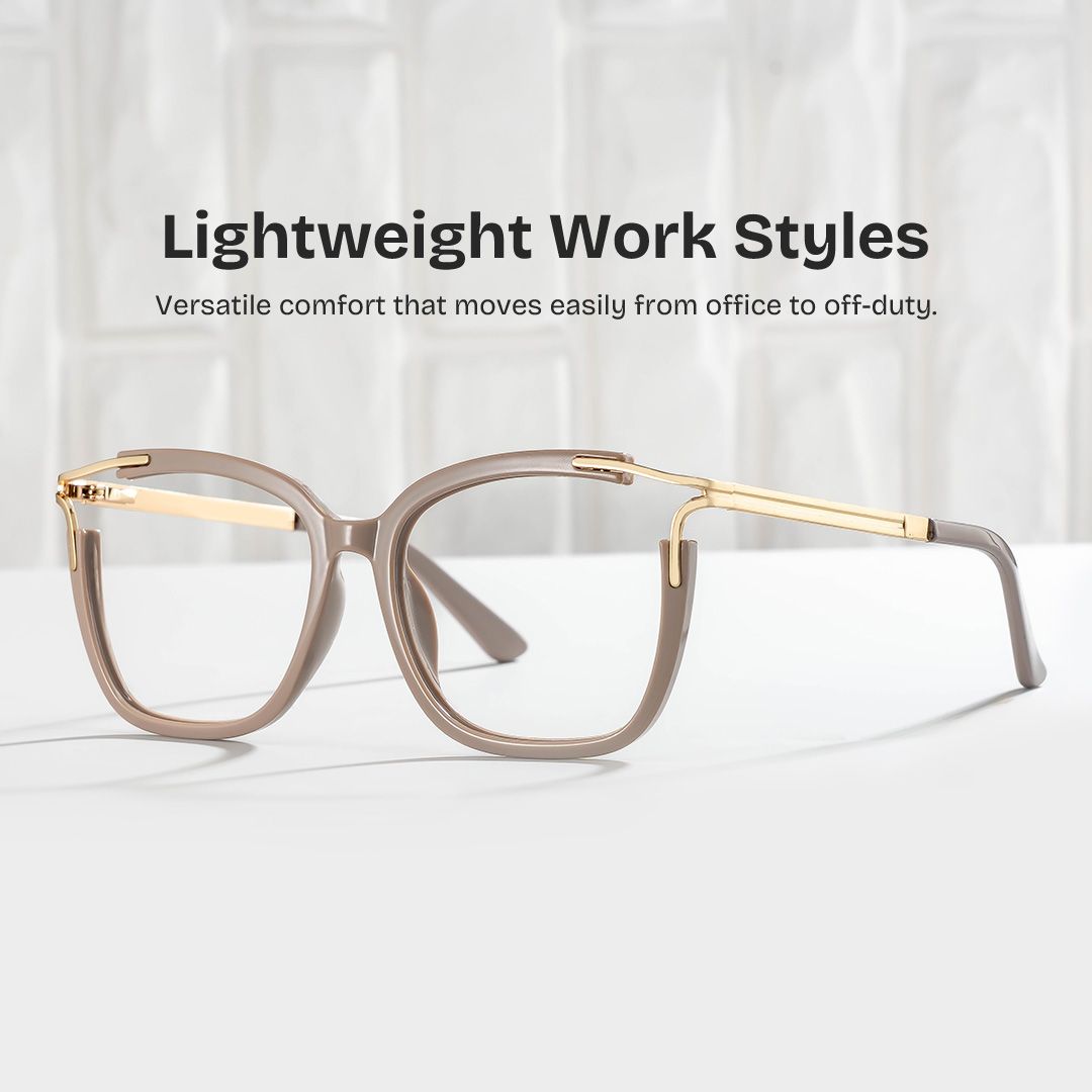 Sidibe Khaki Square Khaki TR90 Frame Glasses | ZEELOOL0