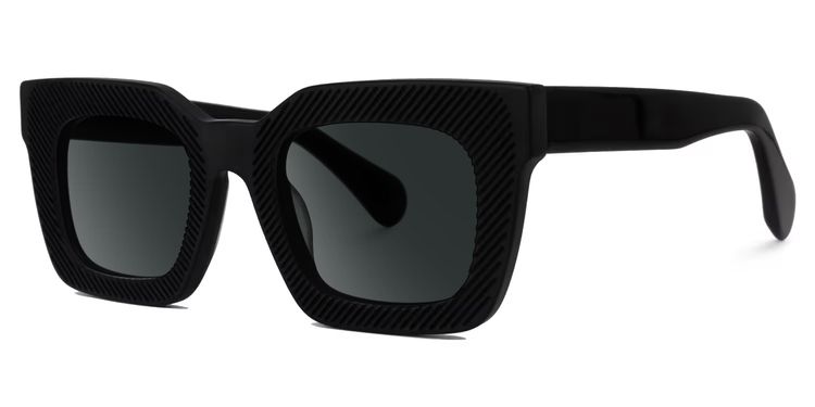 Keisa Black Rectangle Sunglasses