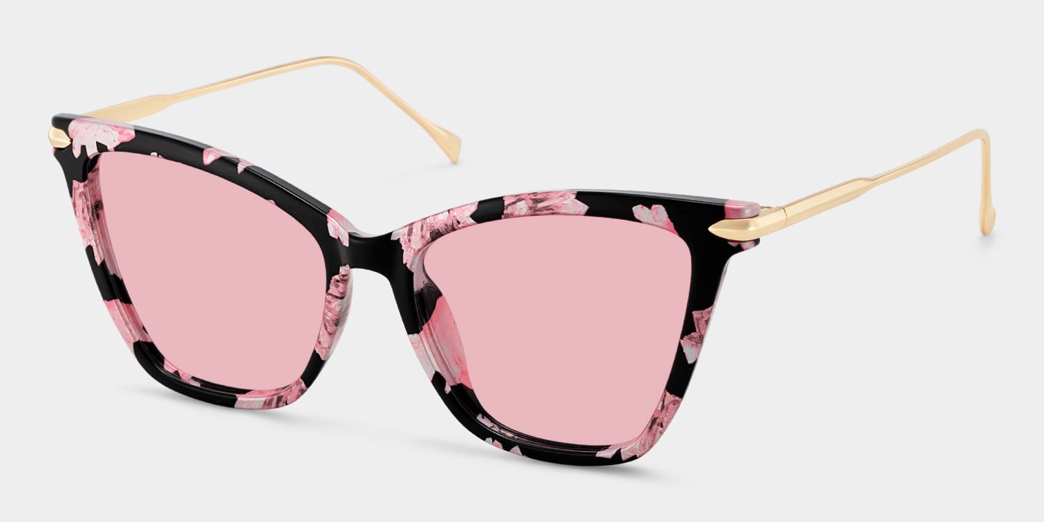 Hilary Butterfly Style Pink-Floral Frame Sunglasses | ZEELOOL2