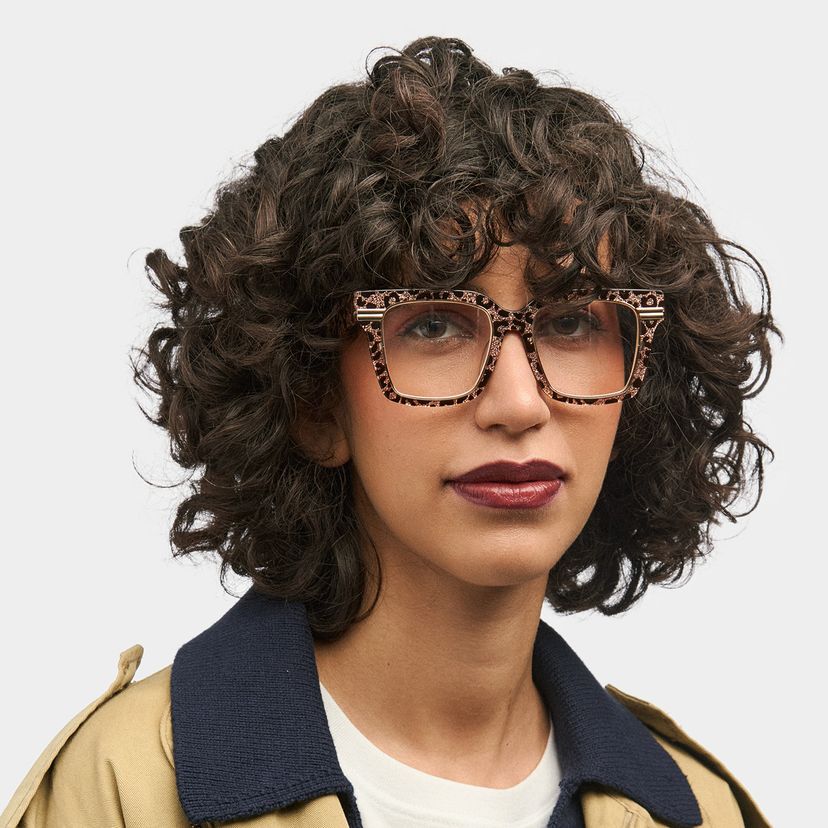 Taylor Gold Leopard Square Glasses