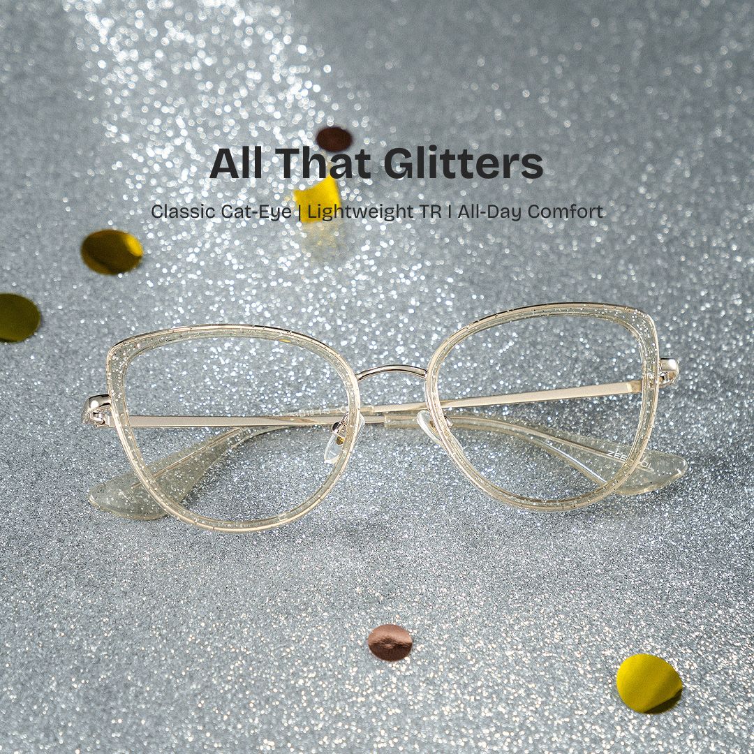 Celine Bling Cat-eye Translucent Gold Frame Glasses | ZEELOOL0
