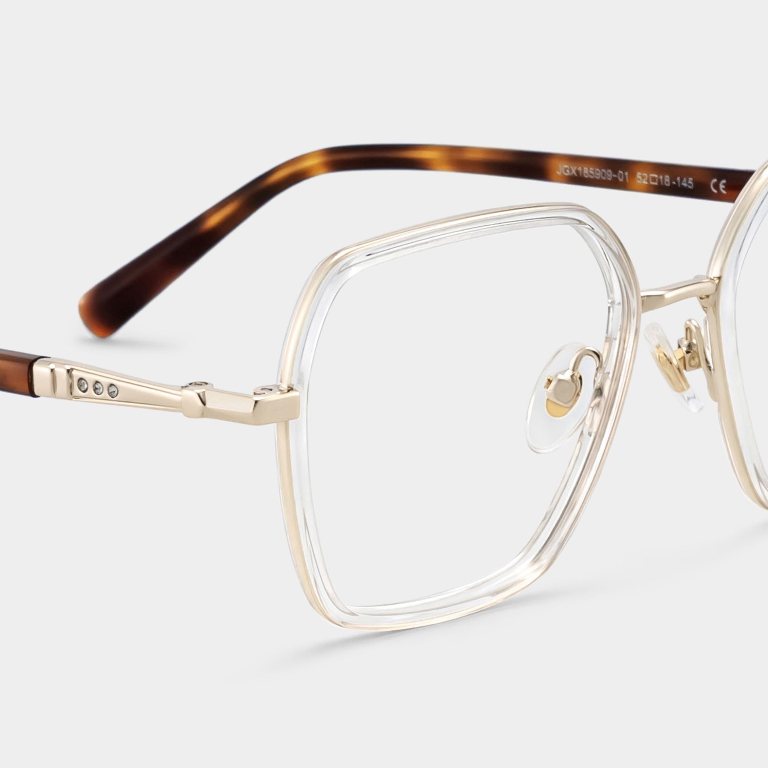 Sophie Clear Geometric Mixed Frame Glasses for Women | ZEELOOL5