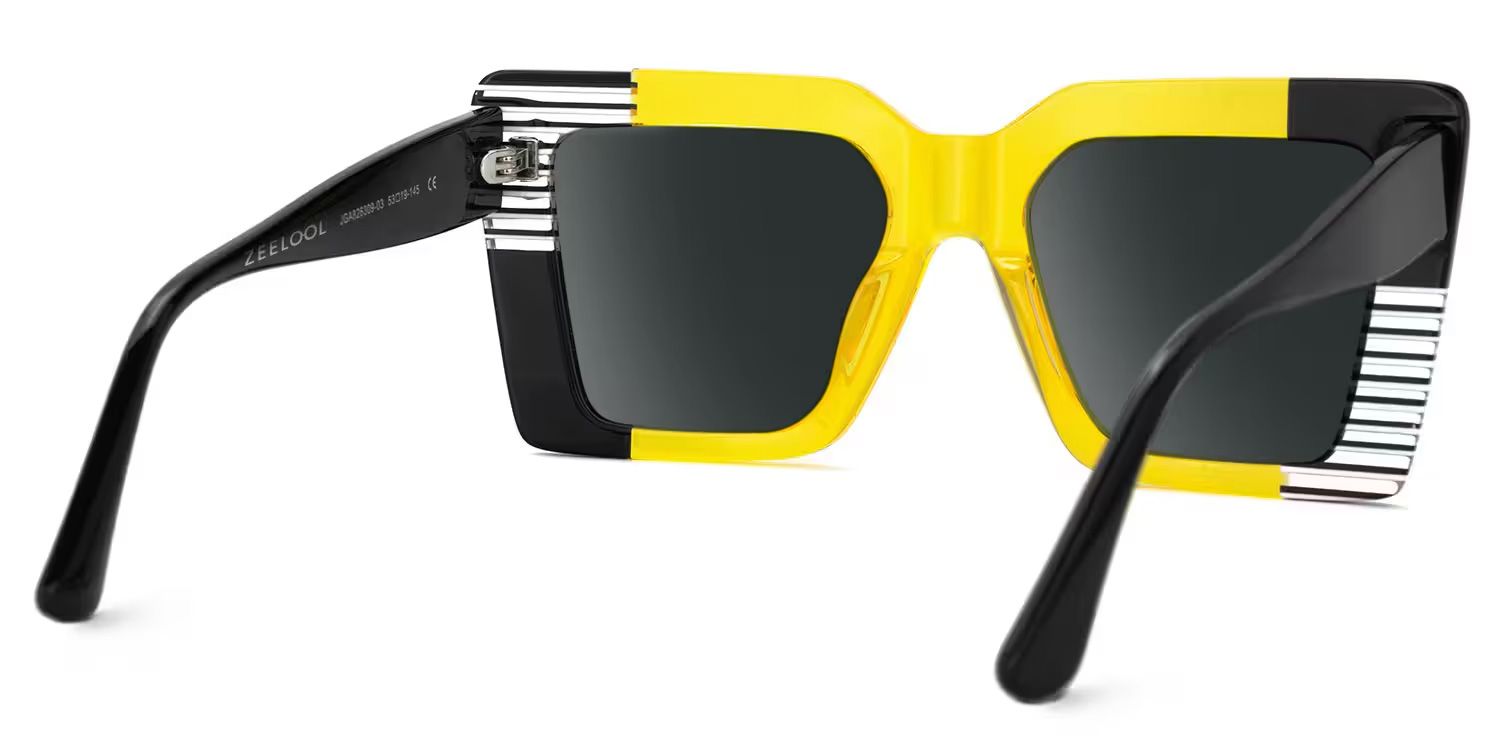 Shamika Rectangle Yellow Prescription Sunglasses | ZEELOOL5
