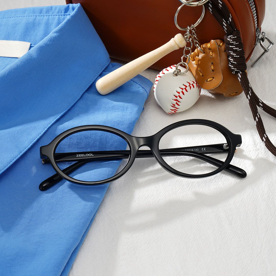 Oval Black Eyeglasses- Everly Acetate Frame Glasses2