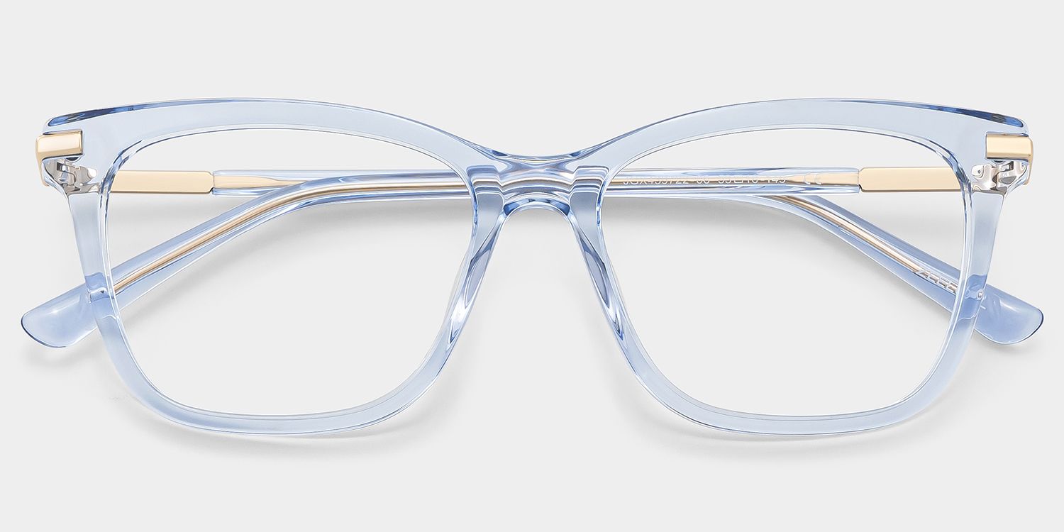 Eliot Clear Blue Rectangle Mixed Frame Glasses for Women | ZEELOOL2