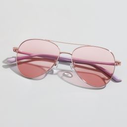 Paige Rose-Gold Aviator Sunglasses0