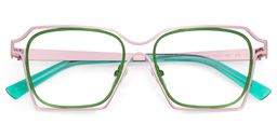 Foday Pink Green Geometric Glasses1
