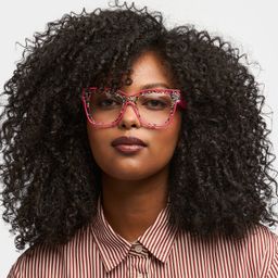 Zerica Rose Red Square Glasses0