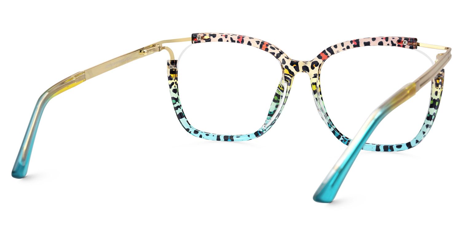 Sidibe Square Blue Leopard TR90 Glasses with Spring hinges | ZEELOOL4