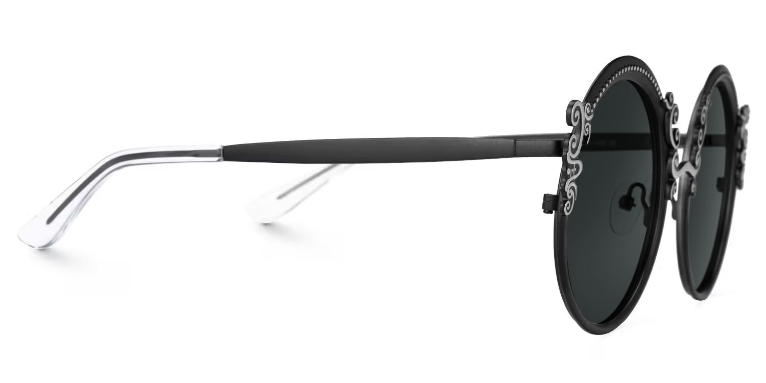 Nelida Black Round Polarized Sunglasses for Driving | ZEELOOL2