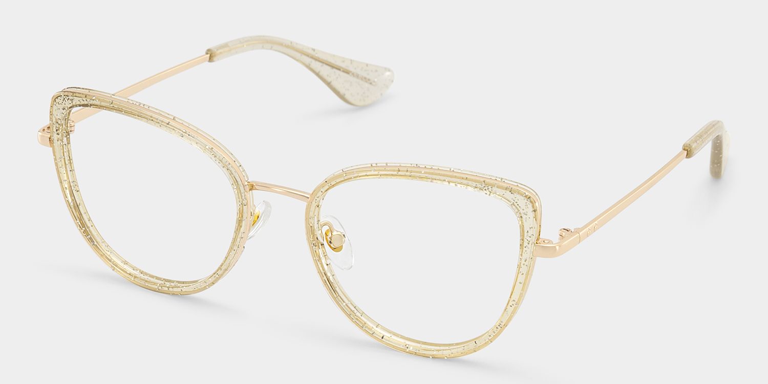 Celine Bling Cat-eye Translucent Gold Frame Glasses | ZEELOOL3