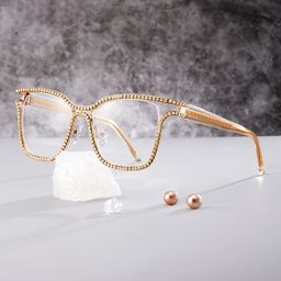 Shine Gold White Square Glasses0