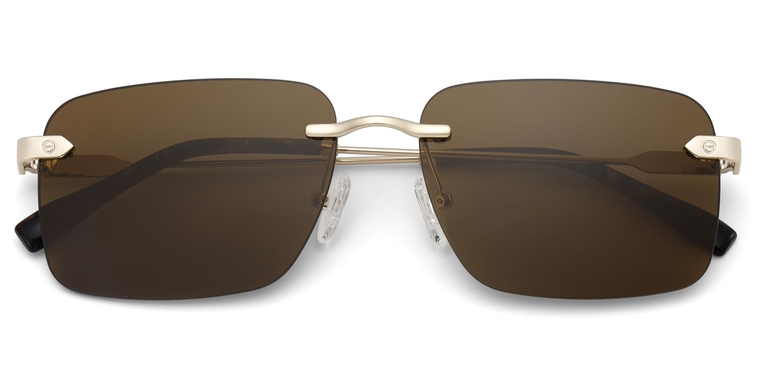 Rey Rectangle Gold Sunglasses for Women & Men | ZEELOOL1