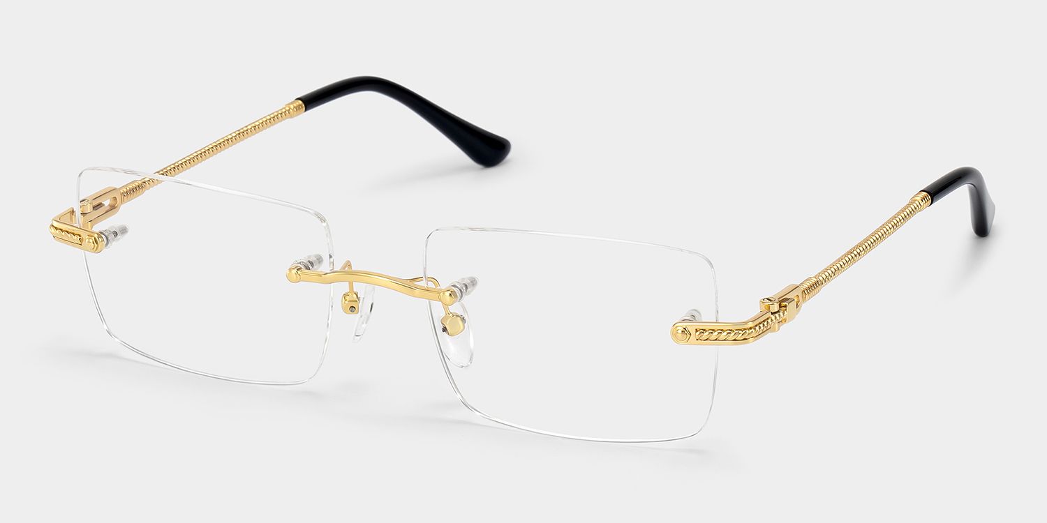 Gold Rimless Eyeglasses Frames With Adjustable Nose Pads | ZEELOOL2