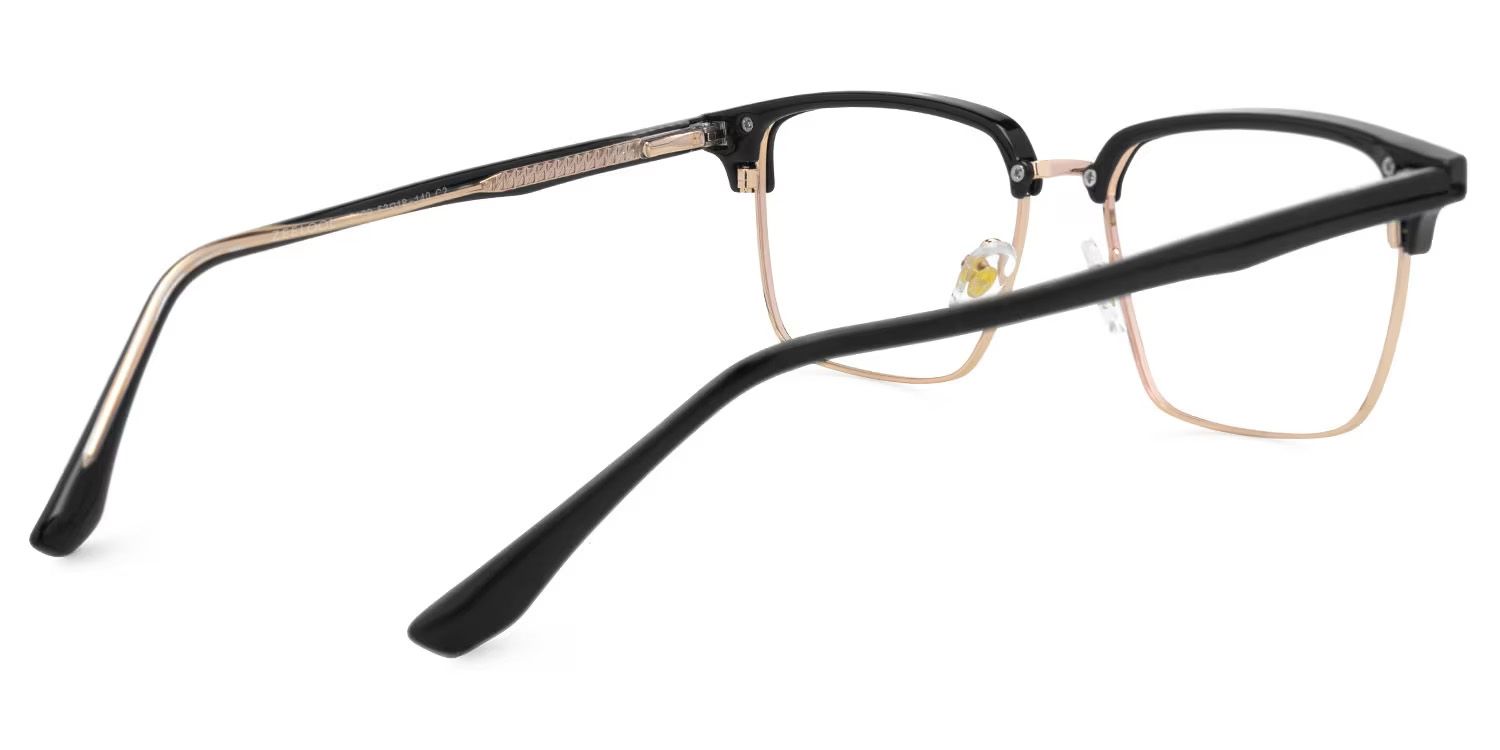 Adjustable Nose Pads Booker Eyeglasses, Booker Black-Gold Glasses -Zeelool5