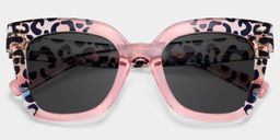 Malcolm Pink-Leopard Square Sunglasses1