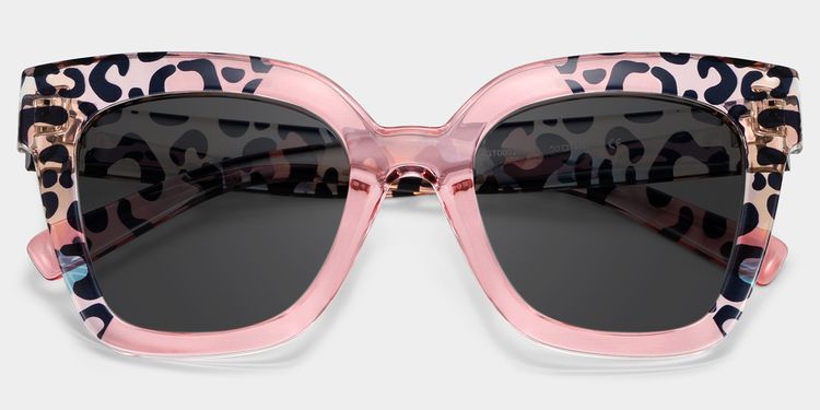 Malcolm Pink-Leopard Square Sunglasses