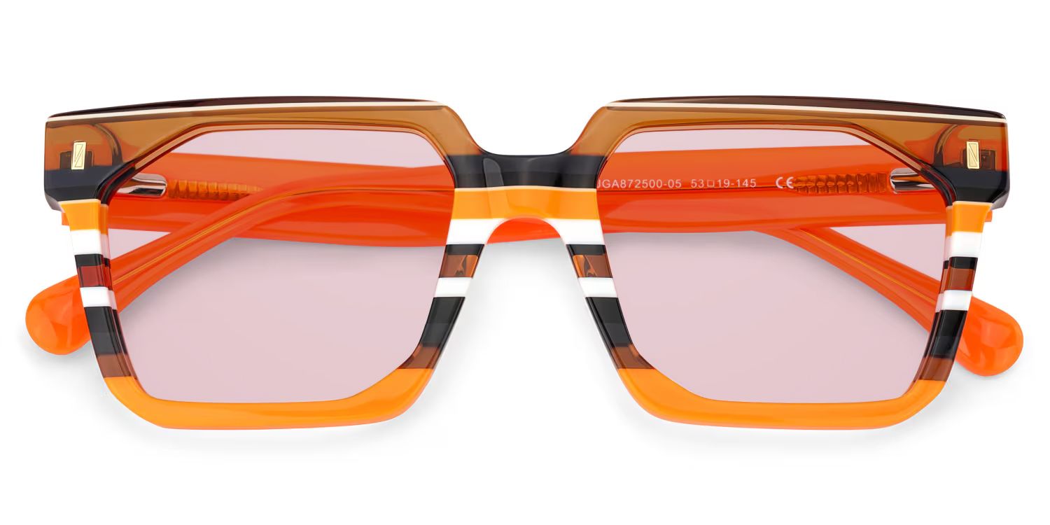 Laguer Orange Rectangle Sunglasses to Frame Your Face | ZEELOOL1