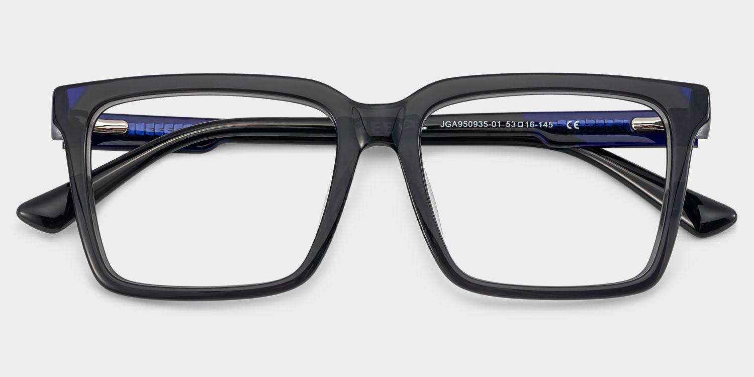 Rectangle Dark Gray Eyeglasses- Troy Acetate Frame Glasses2