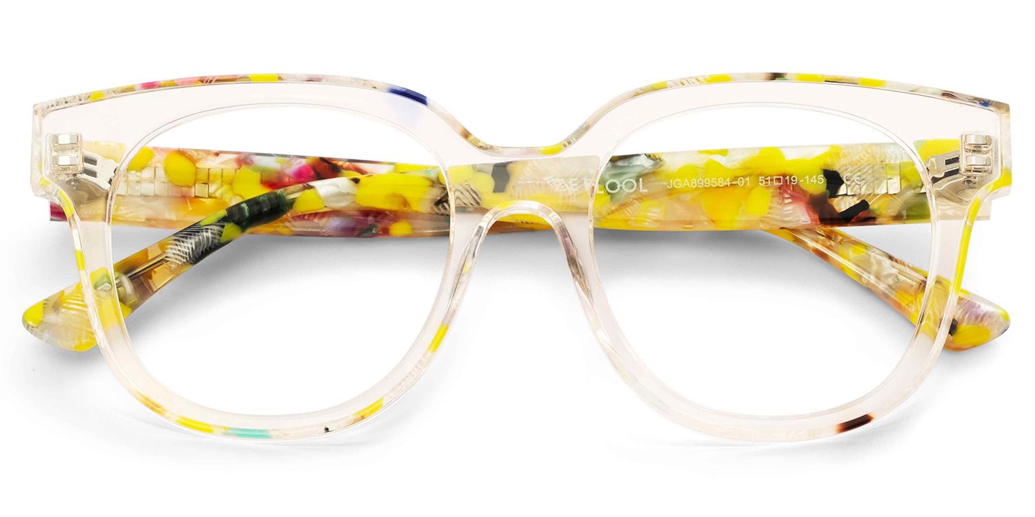 Jett Acetate Yellow Frame Glasses with Square Shape | Zeelool2