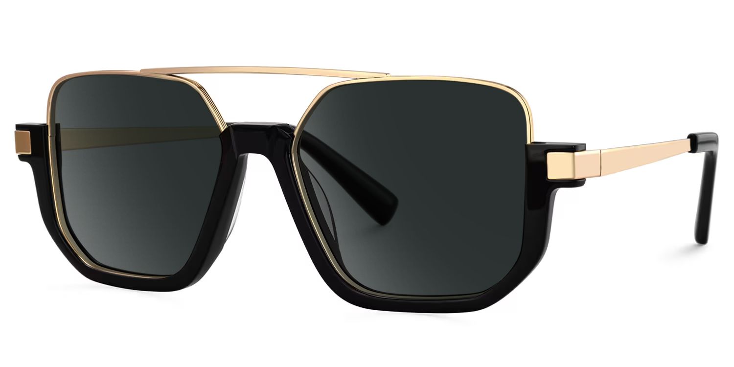 Oromiya Aviator Black Gold Frame Sunglasses Online Sale | ZEELOOL1