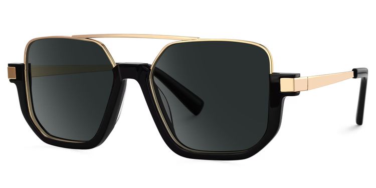 Oromiya Black Gold Aviator Sunglasses