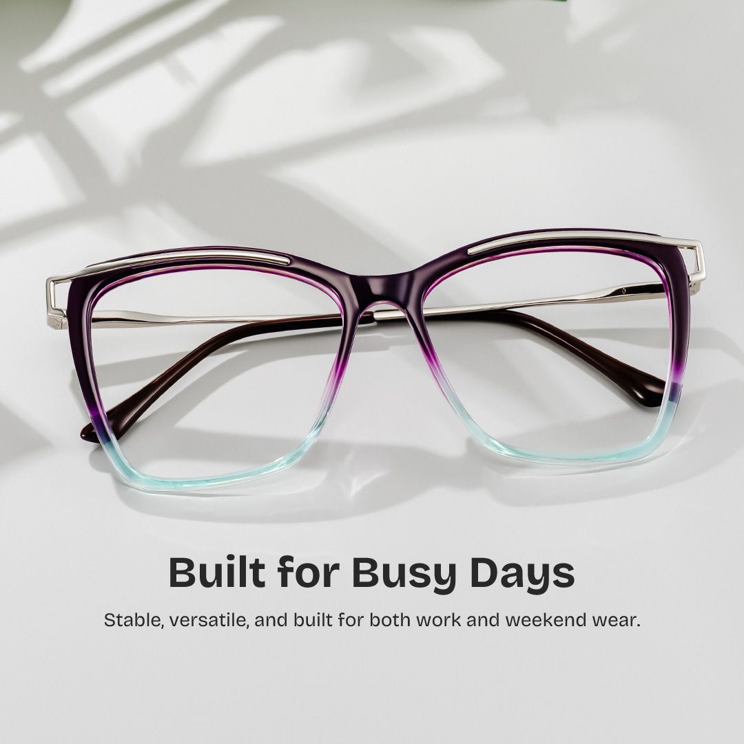 Square Krystle Purple-Blue Eyeglass Frame | ZEELOOL0