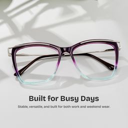 Krystle Purple-Blue Square Glasses0