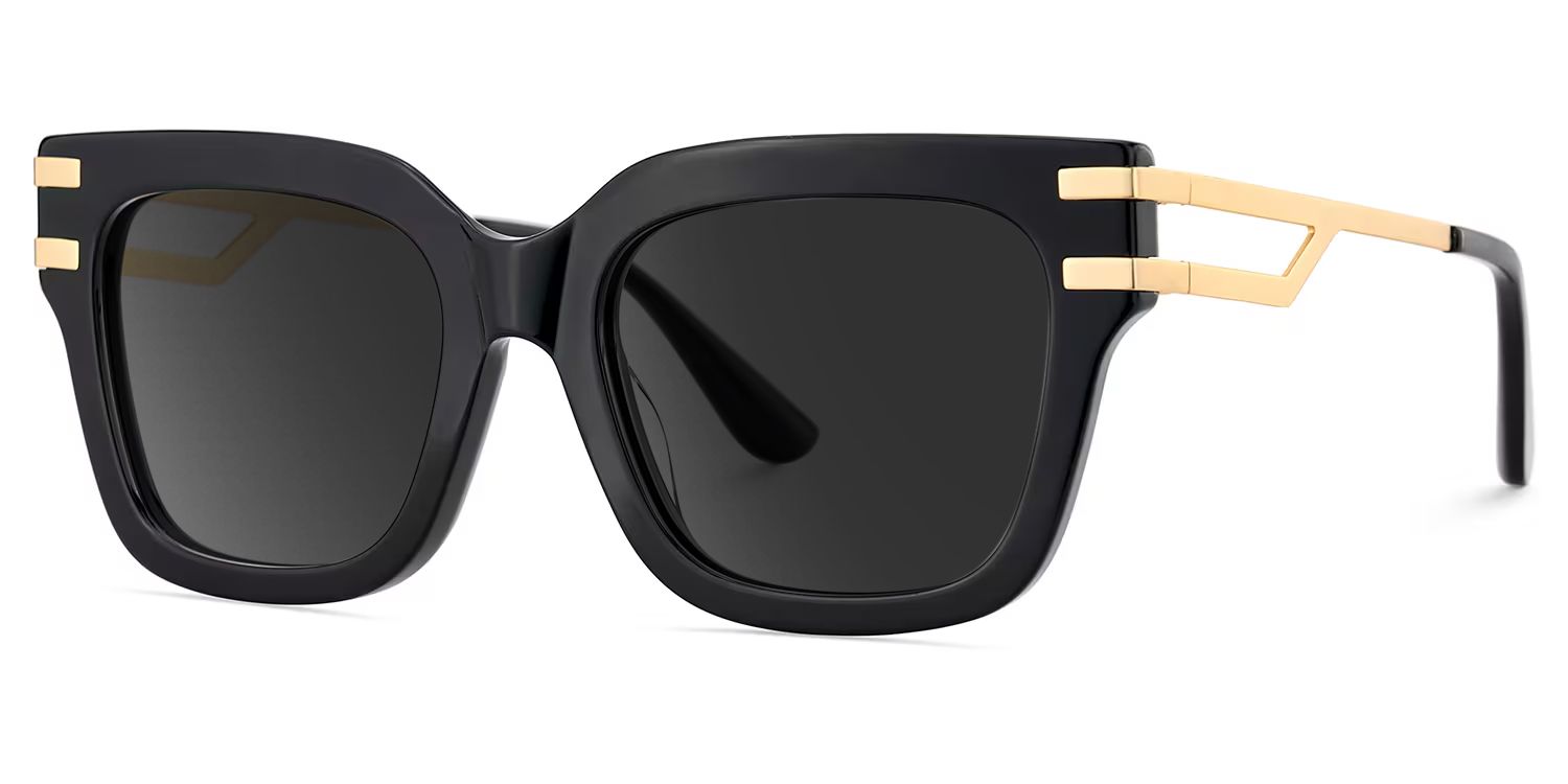 Lidia Black Square Polarized Sunglasses for Driving | ZEELOOL2