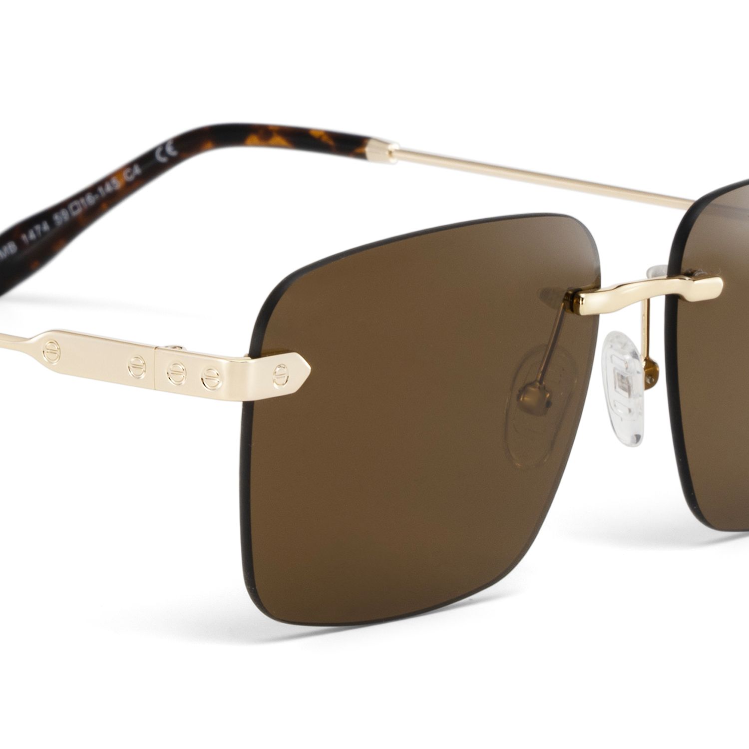 Rey Rectangle Gold Sunglasses for Women & Men | ZEELOOL4