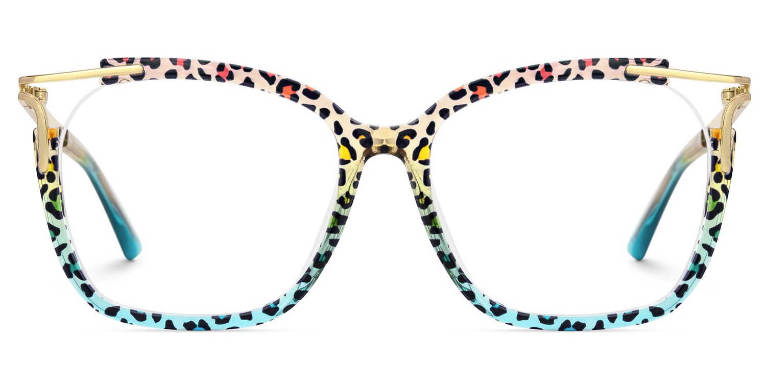 Sidibe Square Blue Leopard TR90 Glasses with Spring hinges | ZEELOOL1