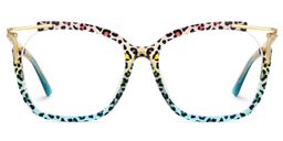 Sidibe Blue Leopard Square Glasses1