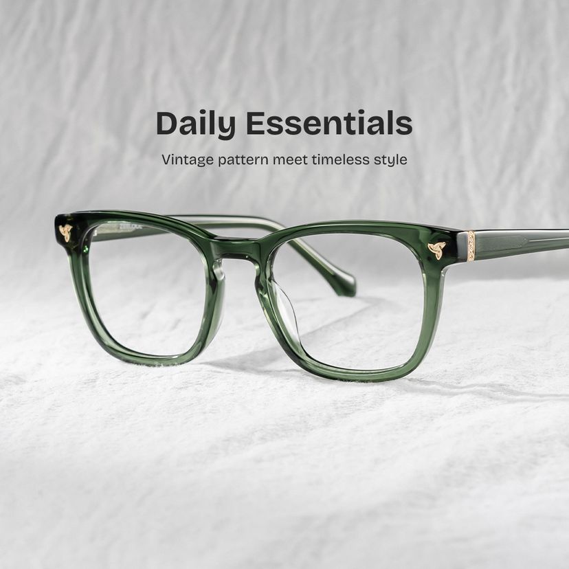 Heather Green Square Glasses