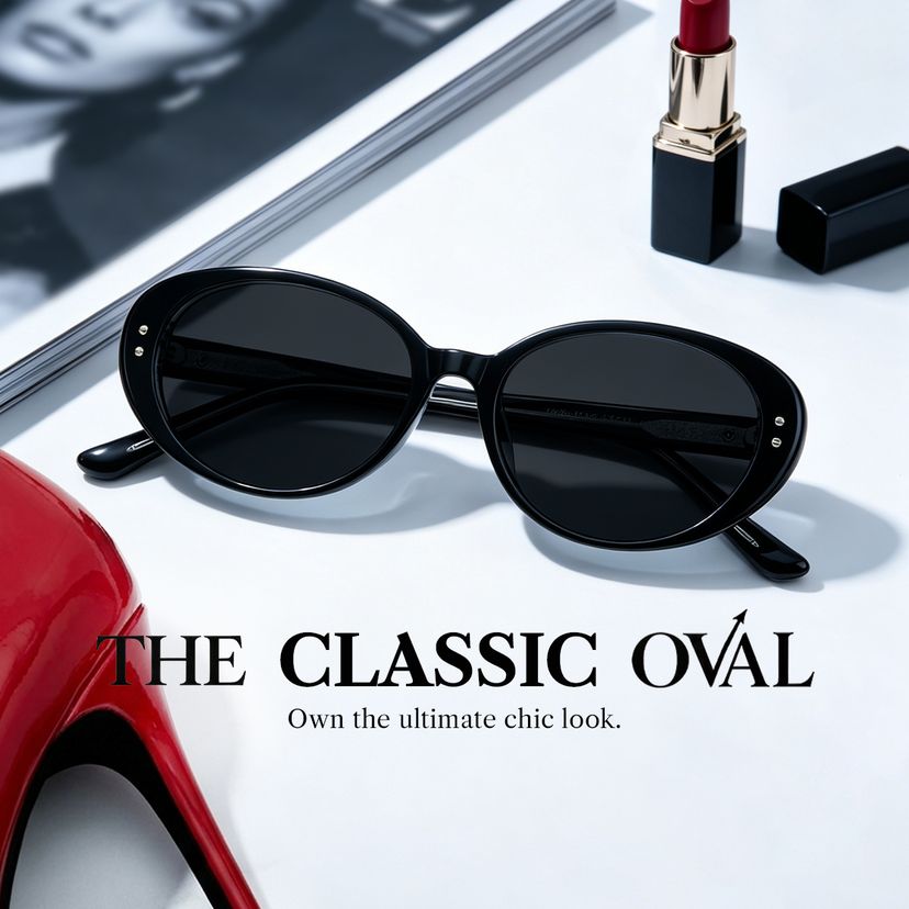 Lennon Black Oval Sunglasses
