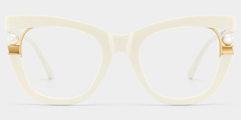 Pearl White Cat eye Glasses