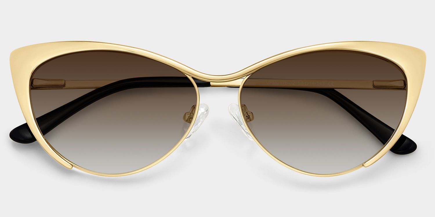 Ellen Cat Eye Style Gold Frame Sunglasses | ZEELOOL1