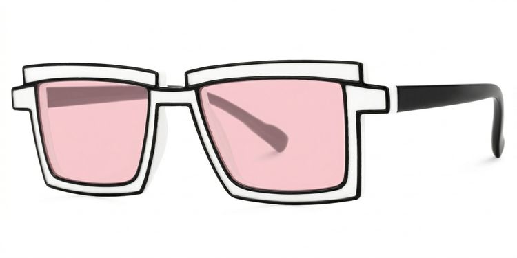 Zephyr White Rectangle Sunglasses