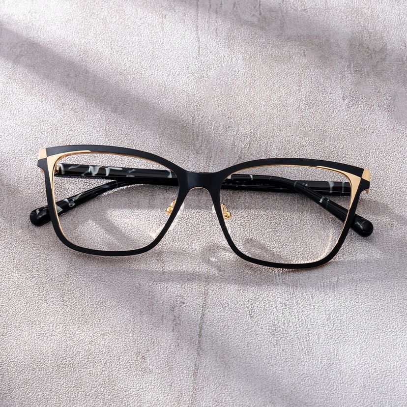 Elise Black Rectangle Glasses