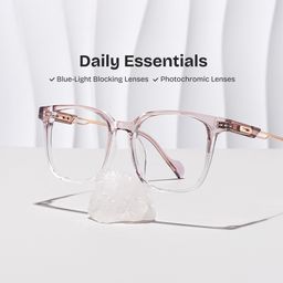 Chloe Pink Clear Square Glasses0