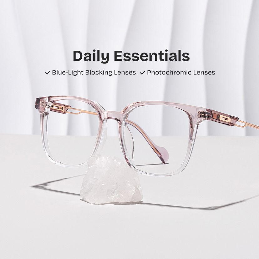 Chloe Pink Clear Square Glasses