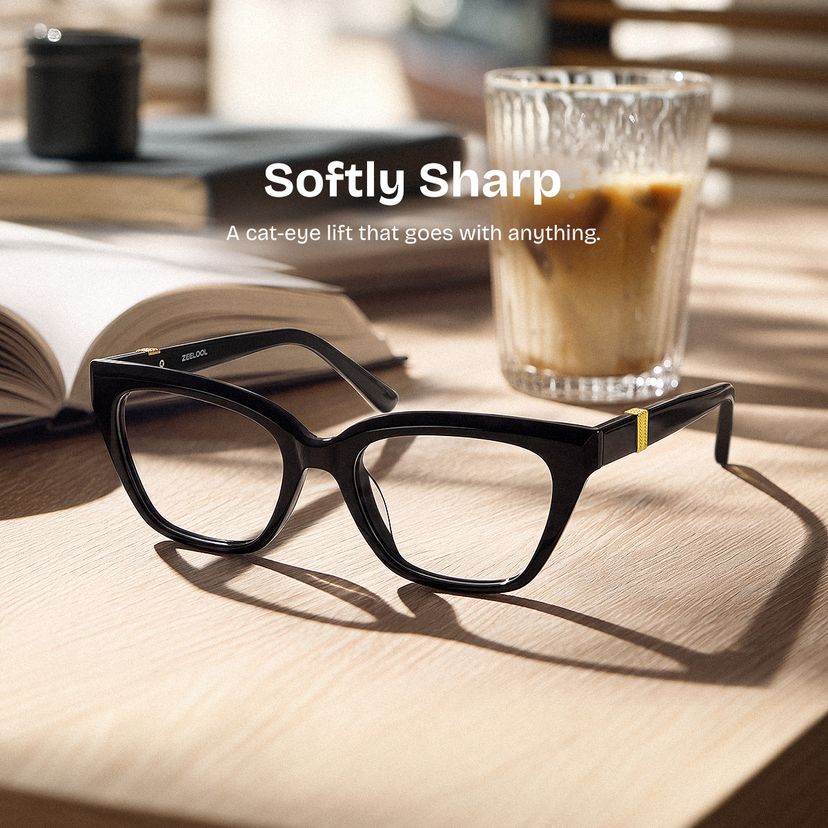 Quincy Black Cat eye Glasses