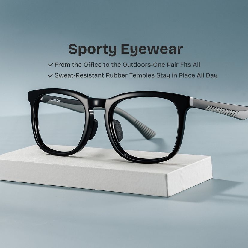 Glide Black Square Glasses