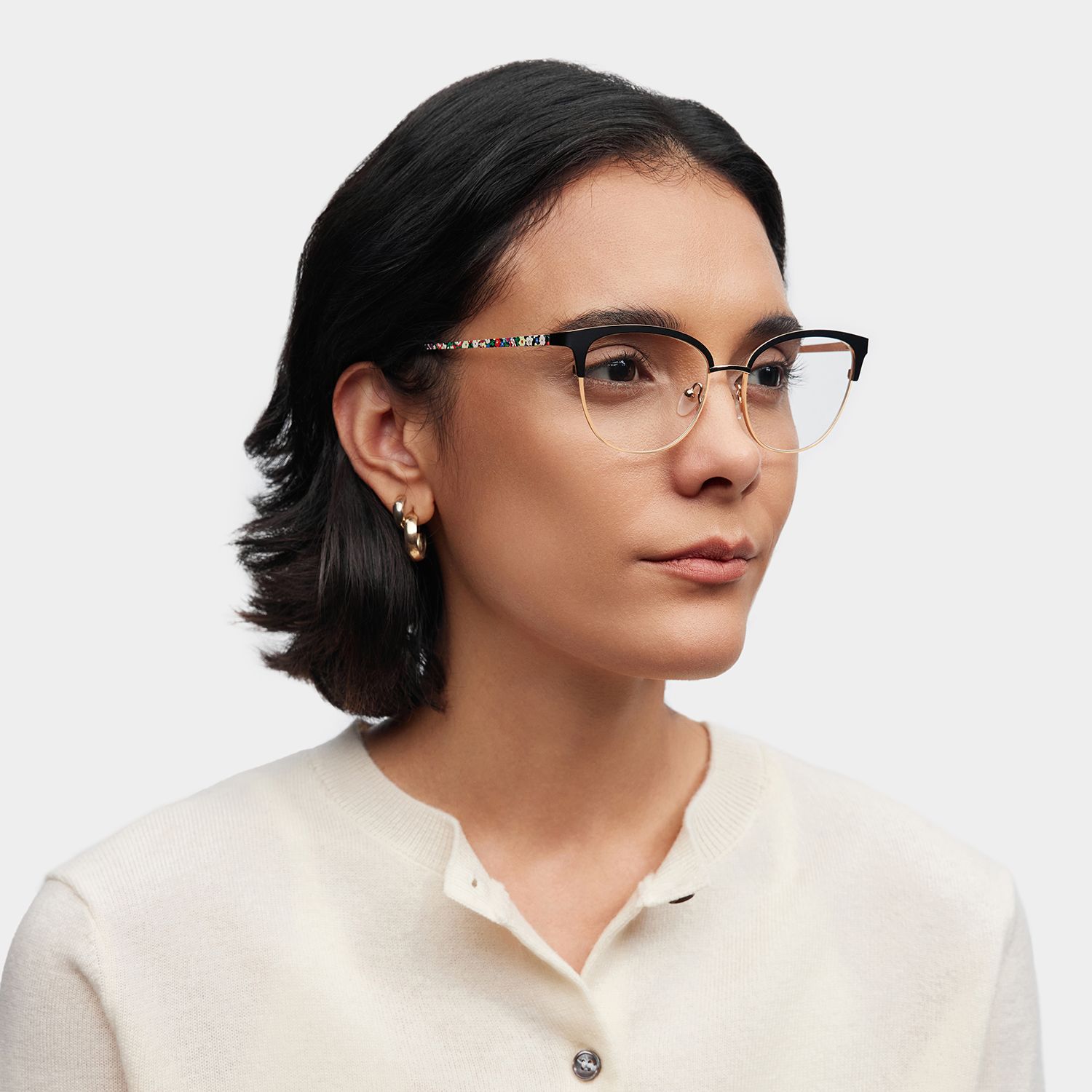 Lacey Black Frame Glasses with Browline Frame Online | ZEELOOL1