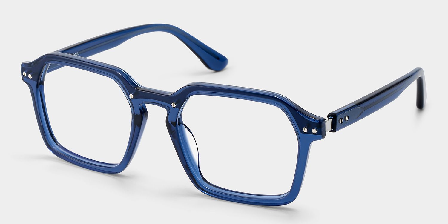 Brendan Blue Geometric Frame Glasses for Men | ZEELOOL3